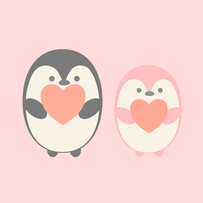 adorable cœur de pingouin