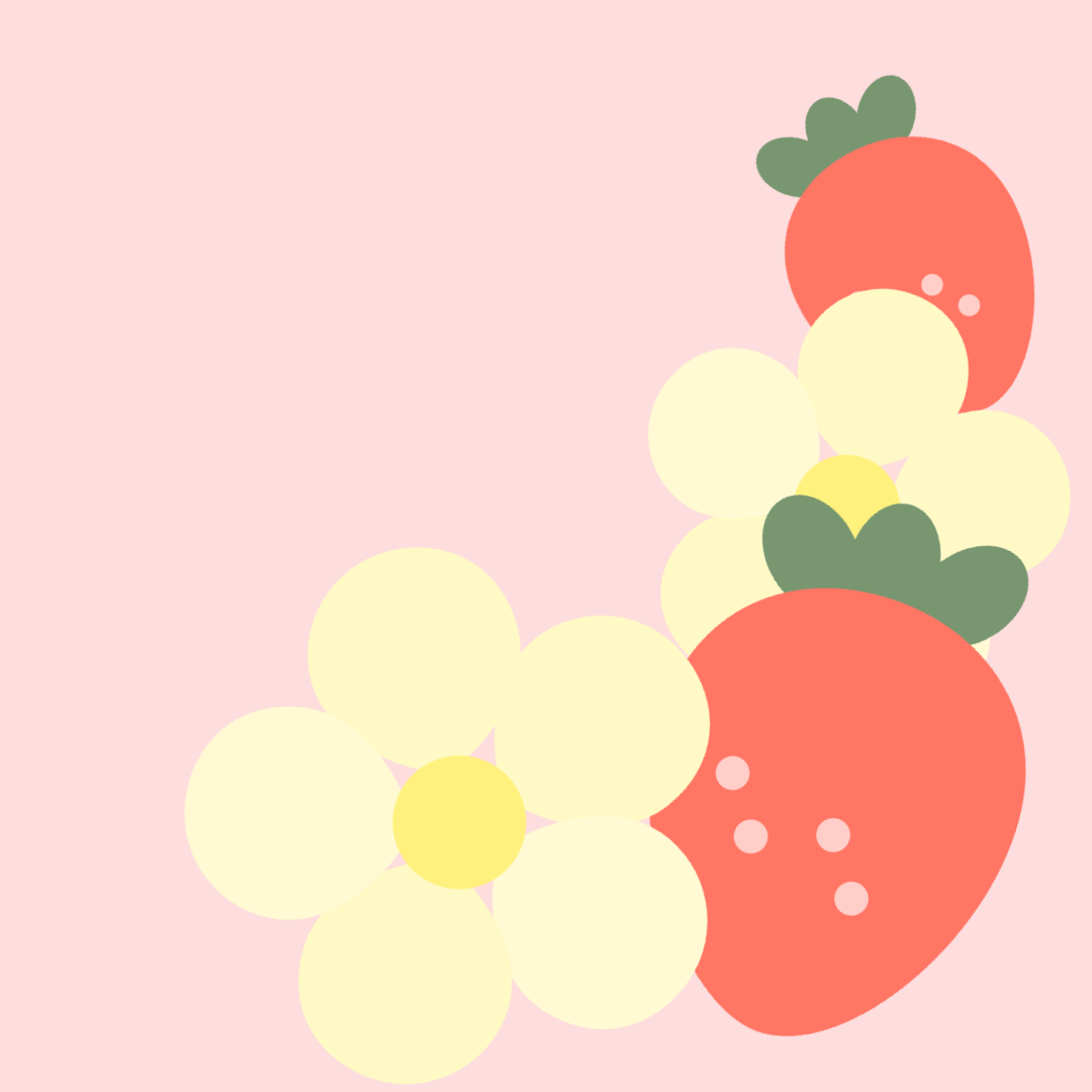 いちごと白花の調和