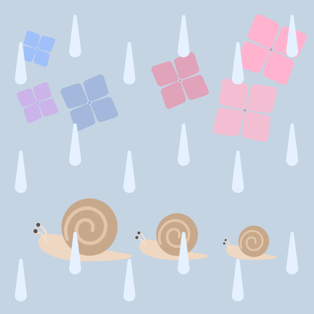 雨音の中のあじさい