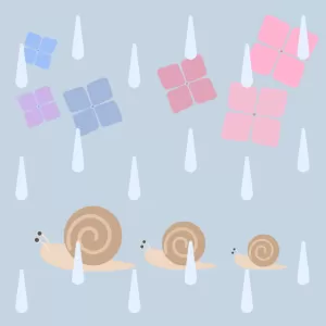 雨音の中のあじさい