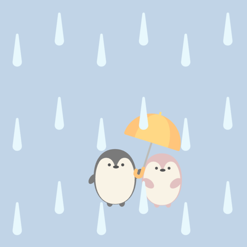 雨の日のペンギンたち
