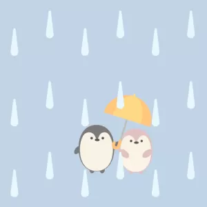 雨の日のペンギンたち